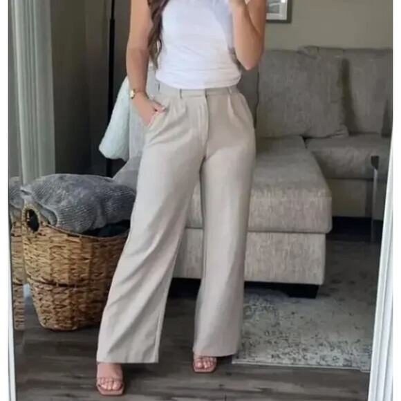 Abercrombie & Fitch Pants - ABERCROMBIE & FITCH Sloane Tailored Wide Leg Pant Taupe Beige Sz 26/2 Reg {KK24}